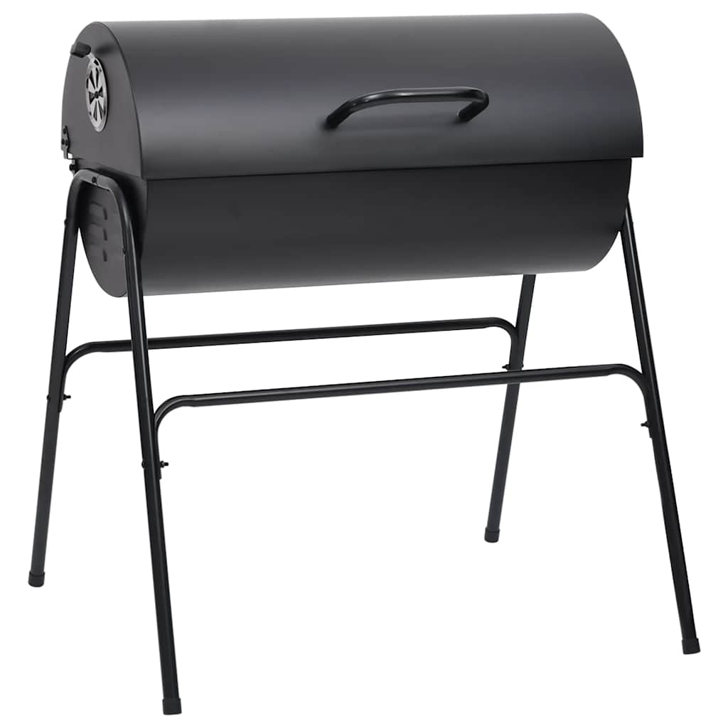 Fassgrill mit 2 Grillrosten Schwarz 80x95x90 cm Stahl