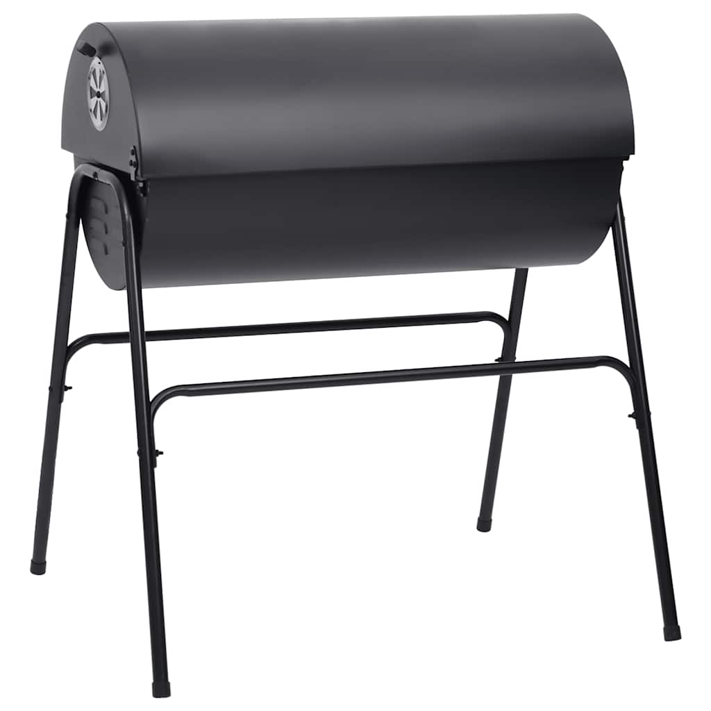 Fassgrill mit 2 Grillrosten Schwarz 80x95x90 cm Stahl