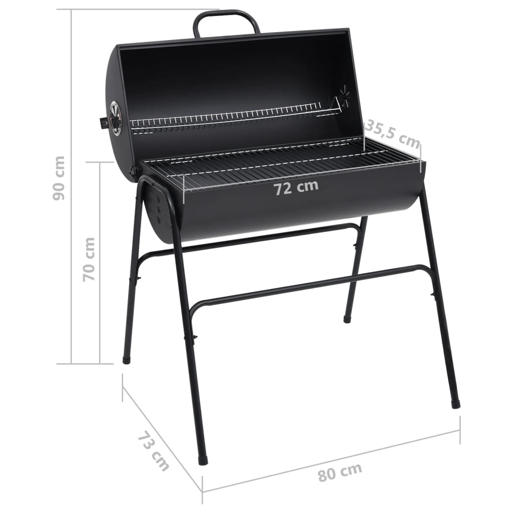 Fassgrill mit 2 Grillrosten Schwarz 80x95x90 cm Stahl