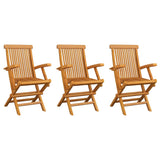 Chaises de jardin lot de 3 Bois de teck massif