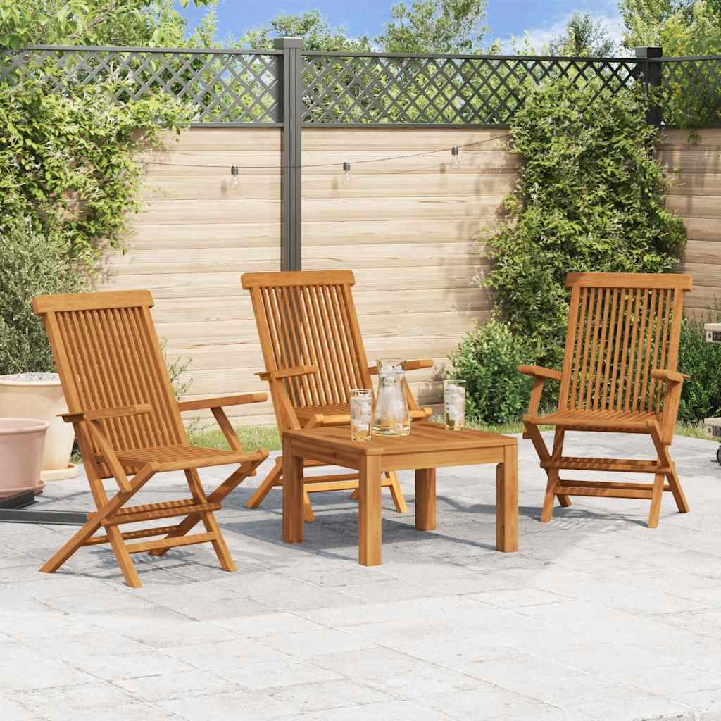 Chaises de jardin lot de 3 Bois de teck massif