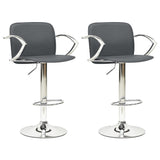 Tabourets de bar lot de 2 gris cuir artificiel