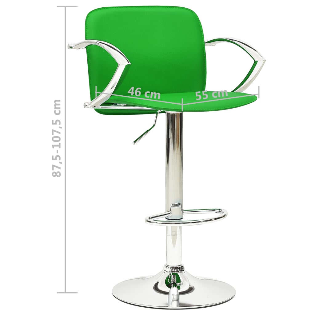 Tabourets de bar lot de 2 vert cuir artificiel