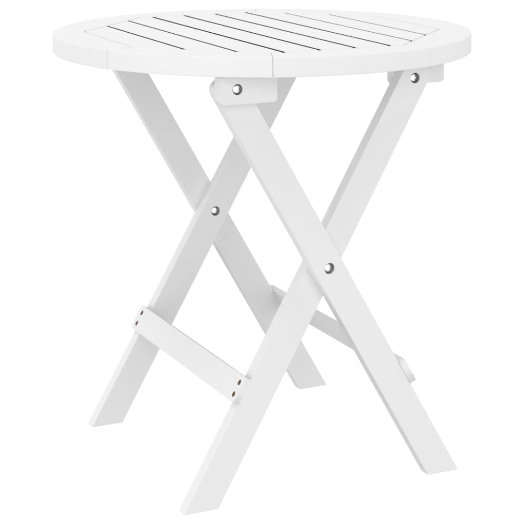 Table pliable de jardin blanc Ø 46 cm bois d'acacia solide