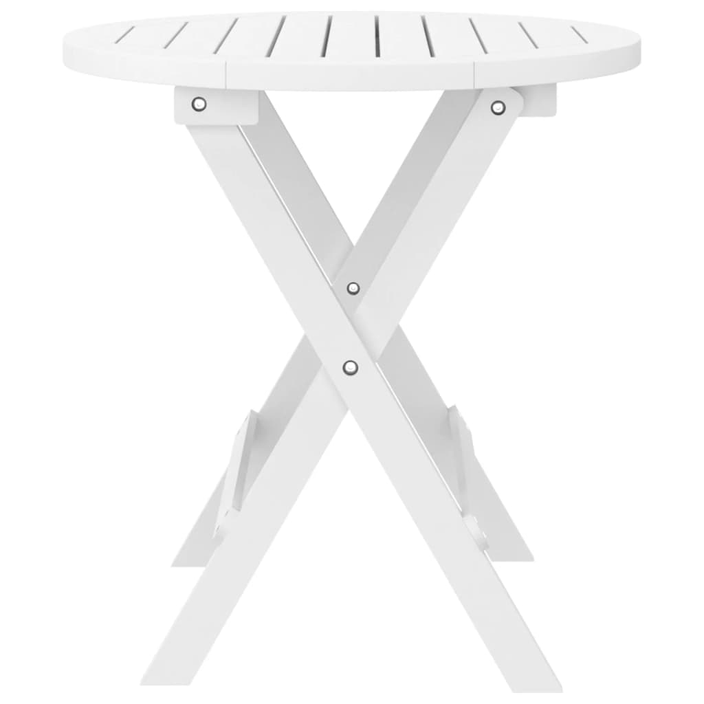 Table pliable de jardin blanc Ø 46 cm bois d'acacia solide