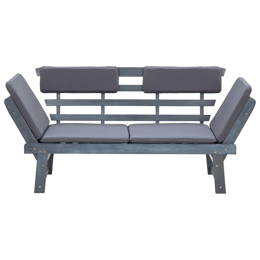 Banc de jardin avec coussins 2-en-1 190 cm Gris Bois d'acacia