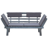 Banc de jardin avec coussins 2-en-1 190 cm Gris Bois d'acacia