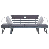 Banc de jardin avec coussins 2-en-1 190 cm Gris Bois d'acacia