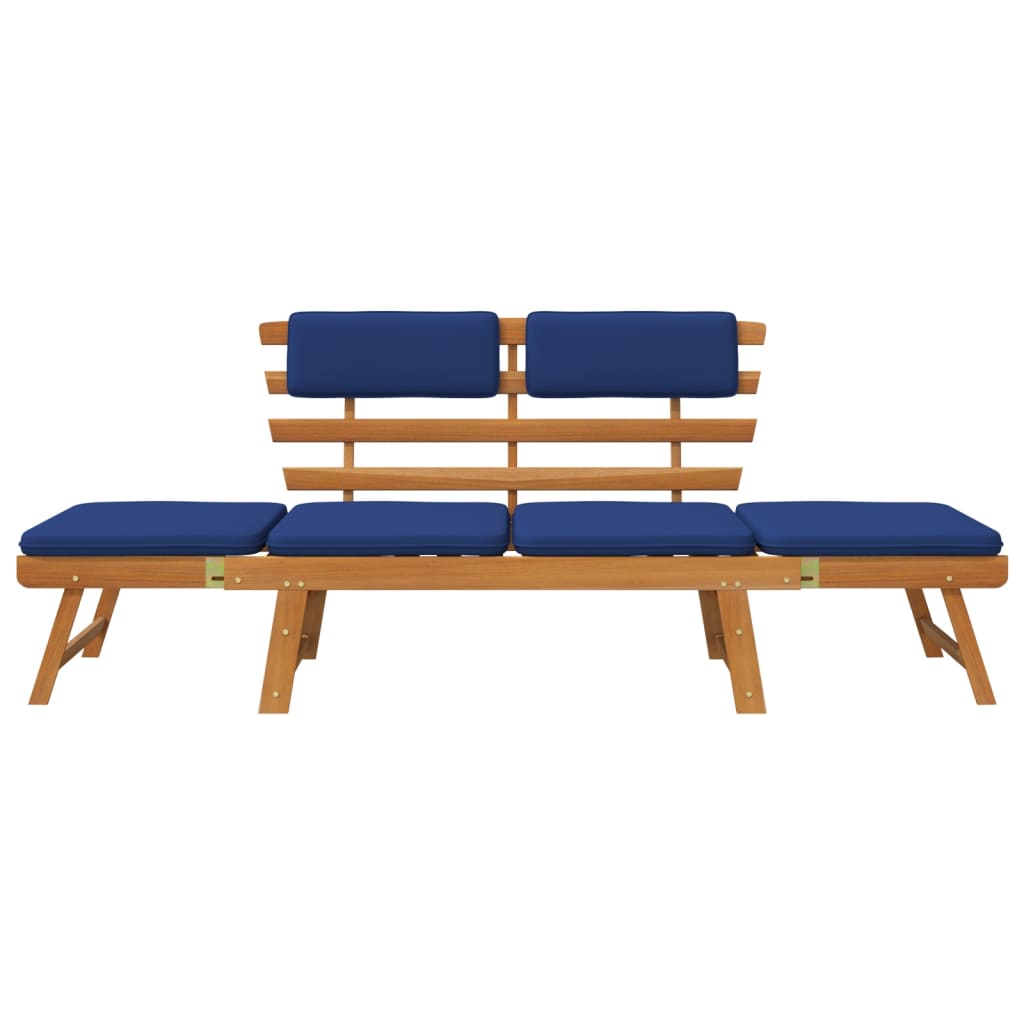 Banc de jardin avec coussins 2-en-1 190 cm Bois solide d'acacia