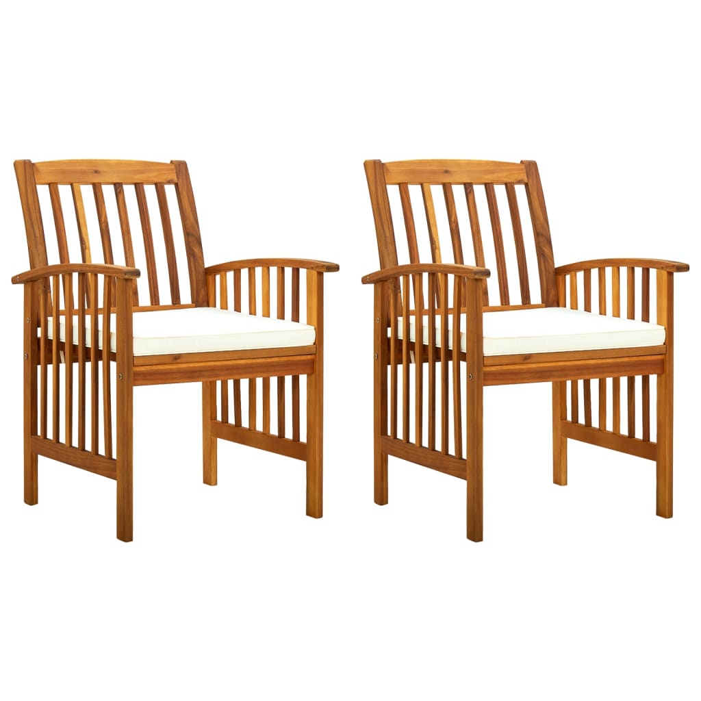 Garden dining chairs set of 2 and cushions solid acacia