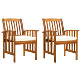 Garden dining chairs set of 2 and cushions solid acacia