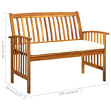 Banc de jardin avec coussin 119 cm Bois solide d'acacia