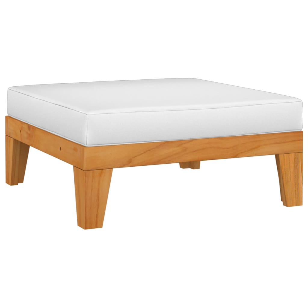 Repose-pied sectionnel avec coussin blanc crème Bois d'acacia