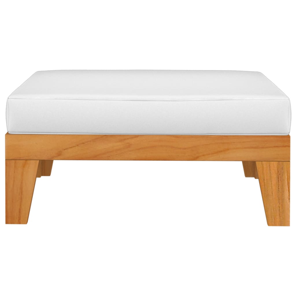 Repose-pied sectionnel avec coussin blanc crème Bois d'acacia