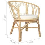 Chaise à manger avec coussin Rotin naturel et lin