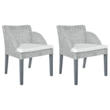 Chaises à manger avec coussins lot de 2 gris rotin naturel