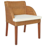 Dining chairs with cushions set of 2 natural rattan