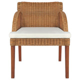 Dining chairs with cushions set of 2 natural rattan