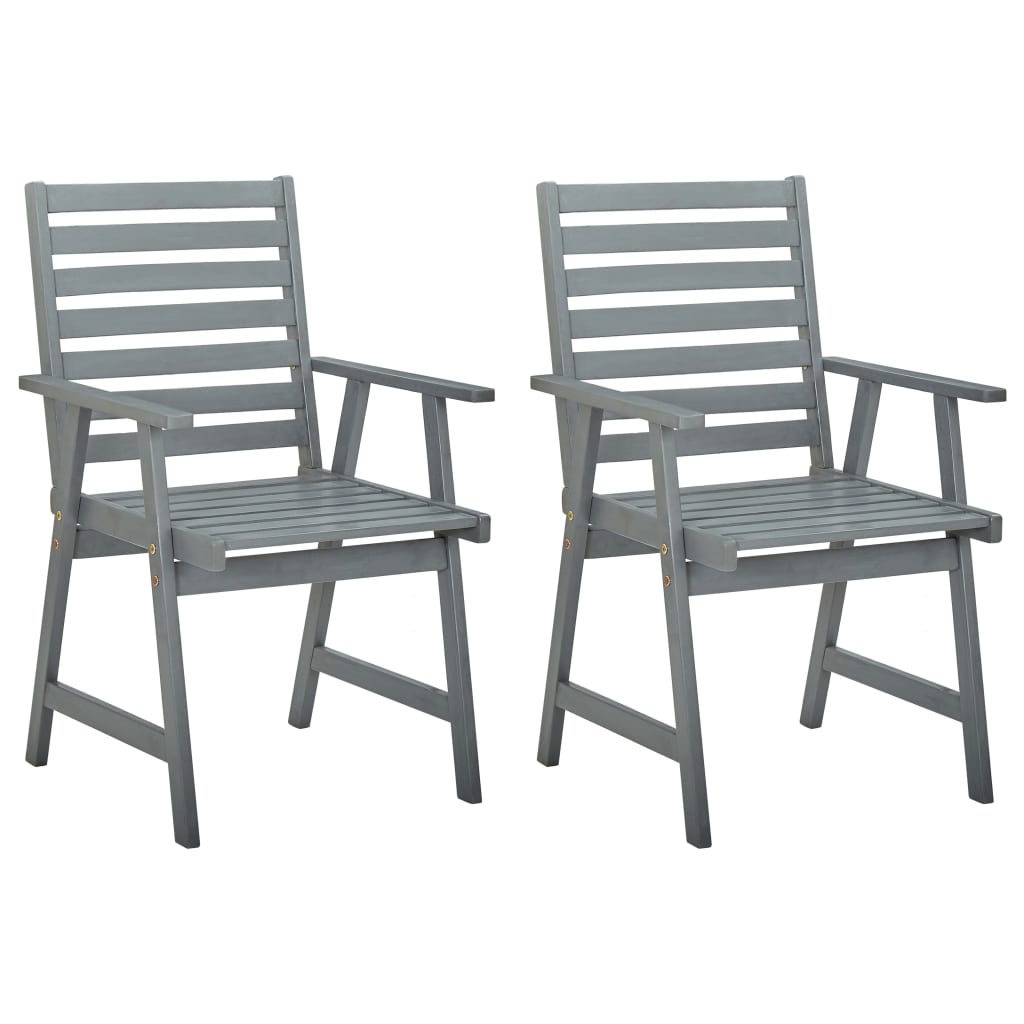 Chaises à manger d'extérieur lot de 2 Gris Bois d'acacia