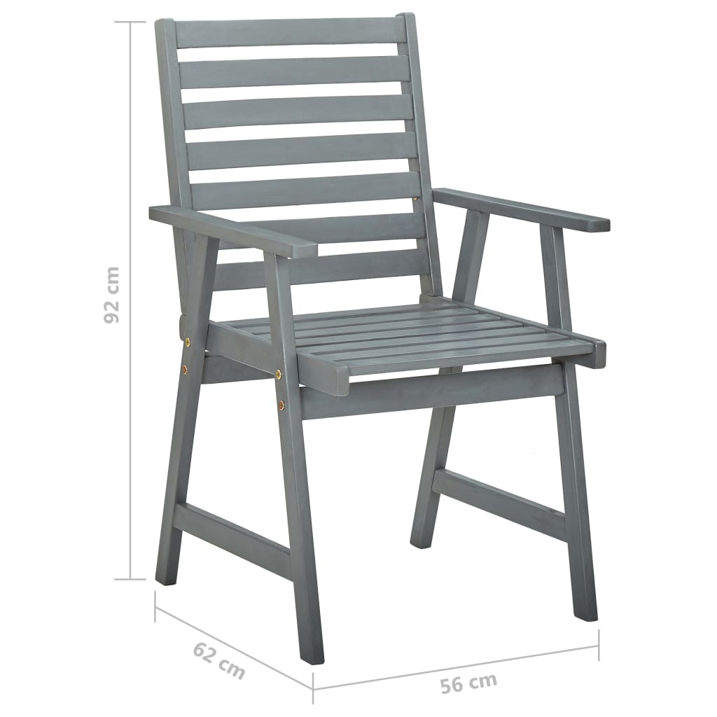 Chaises à manger d'extérieur lot de 2 Gris Bois d'acacia