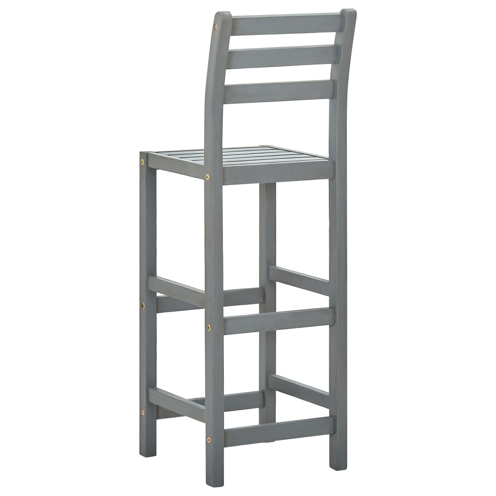 Tabourets de bar lot de 2 gris bois d'acacia massif