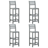 Tabourets de bar lot de 4 gris bois d'acacia massif