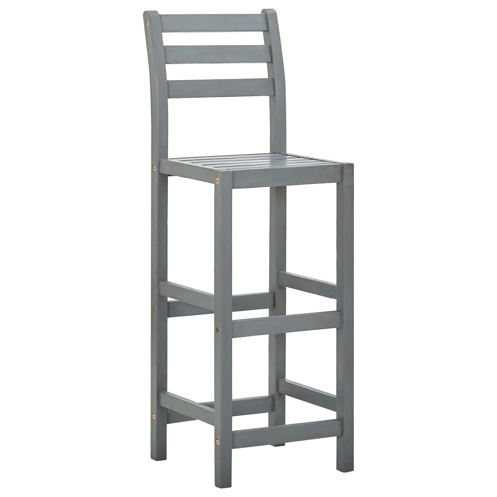 Tabourets de bar lot de 4 gris bois d'acacia massif