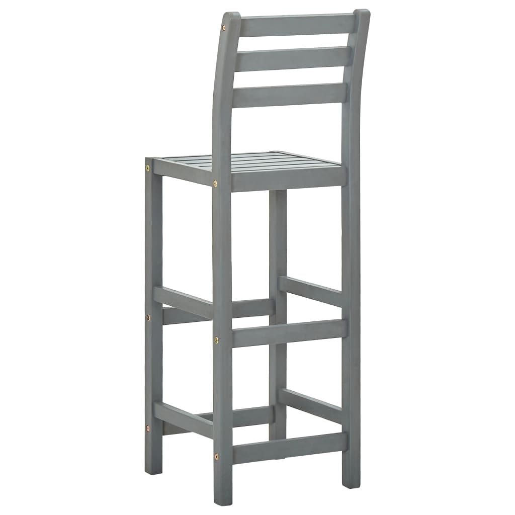 Tabourets de bar lot de 4 gris bois d'acacia massif