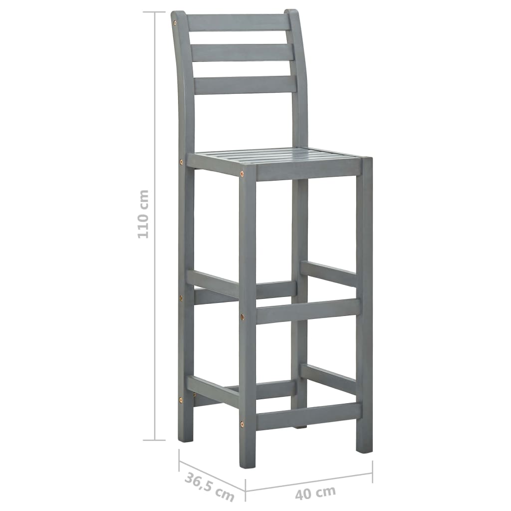 Bar stools set of 4 gray solid acacia wood