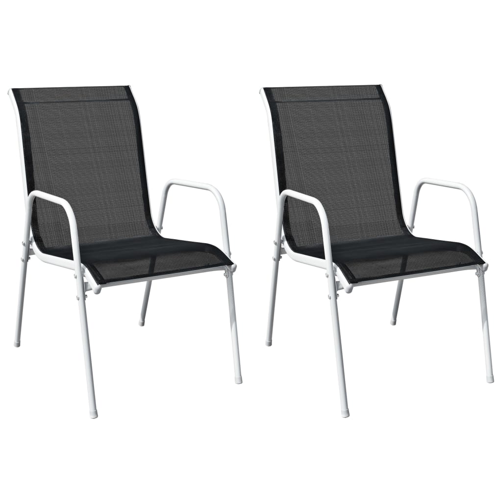 Chaises empilables de jardin lot de 2 Acier et textilène Noir