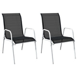 Chaises empilables de jardin lot de 2 Acier et textilène Noir