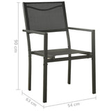 Chaises de jardin lot de 2 Textilène et acier Noir anthracite