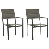 Chaises de jardin lot de 2 Textilène acier Gris et anthracite