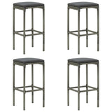 Tabourets de bar avec coussins lot de 4 gris résine tressée