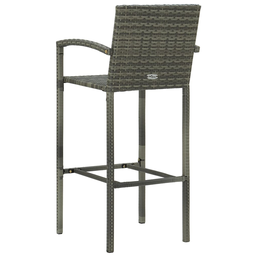 Bar stools set of 2 gray woven resin