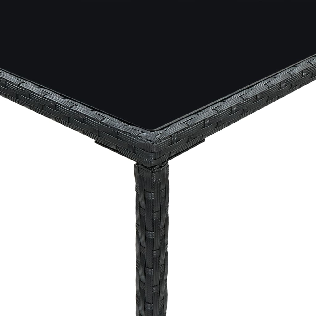 Table de bar de jardin Noir 70x70x110cm Résine tressée et verre