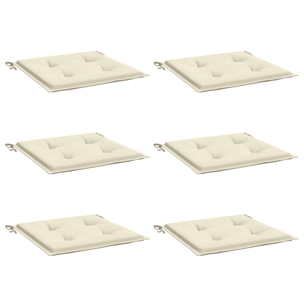 Coussins de chaise jardin lot de 6 crème 40x40x3cm tissu oxford