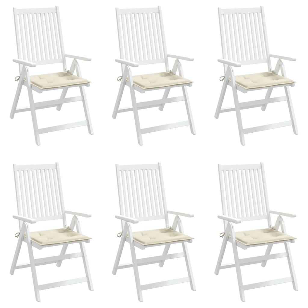 Coussins de chaise jardin lot de 6 crème 40x40x3cm tissu oxford