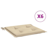 Gartenstuhlkissen, 6er-Set, beige, 40 x 40 x 3 cm, Oxford-Stoff