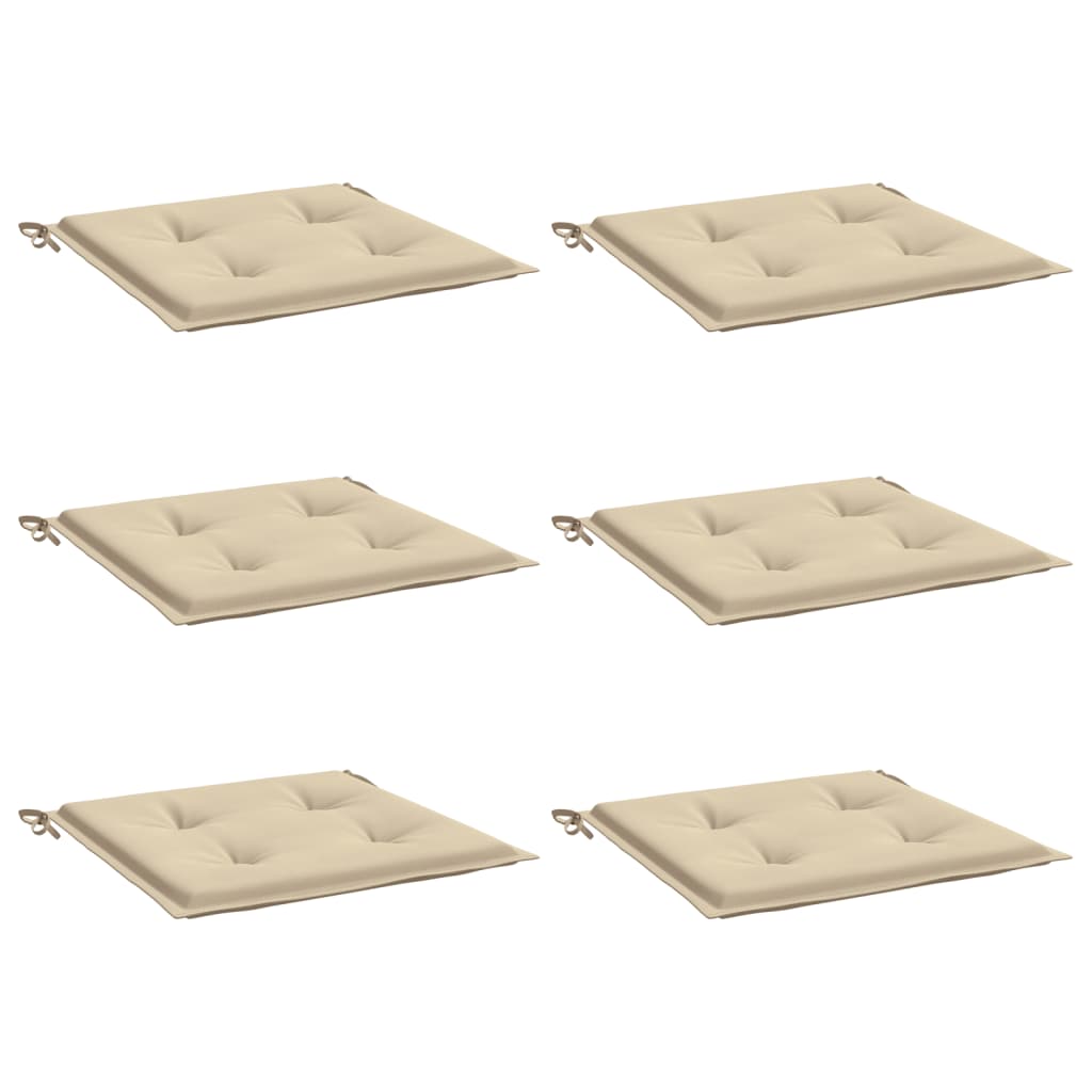 Coussins de chaise jardin lot de 6 beige 40x40x3cm tissu oxford