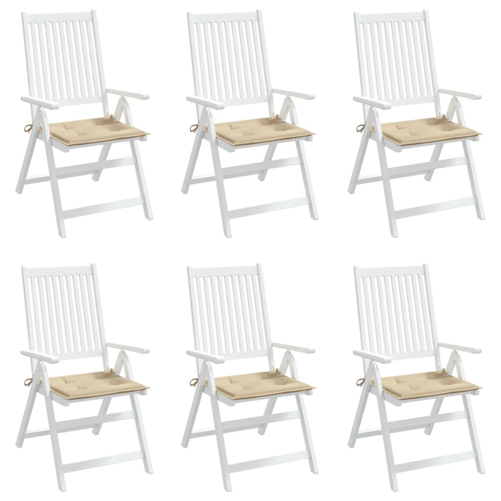 Gartenstuhlkissen, 6er-Set, beige, 40 x 40 x 3 cm, Oxford-Stoff