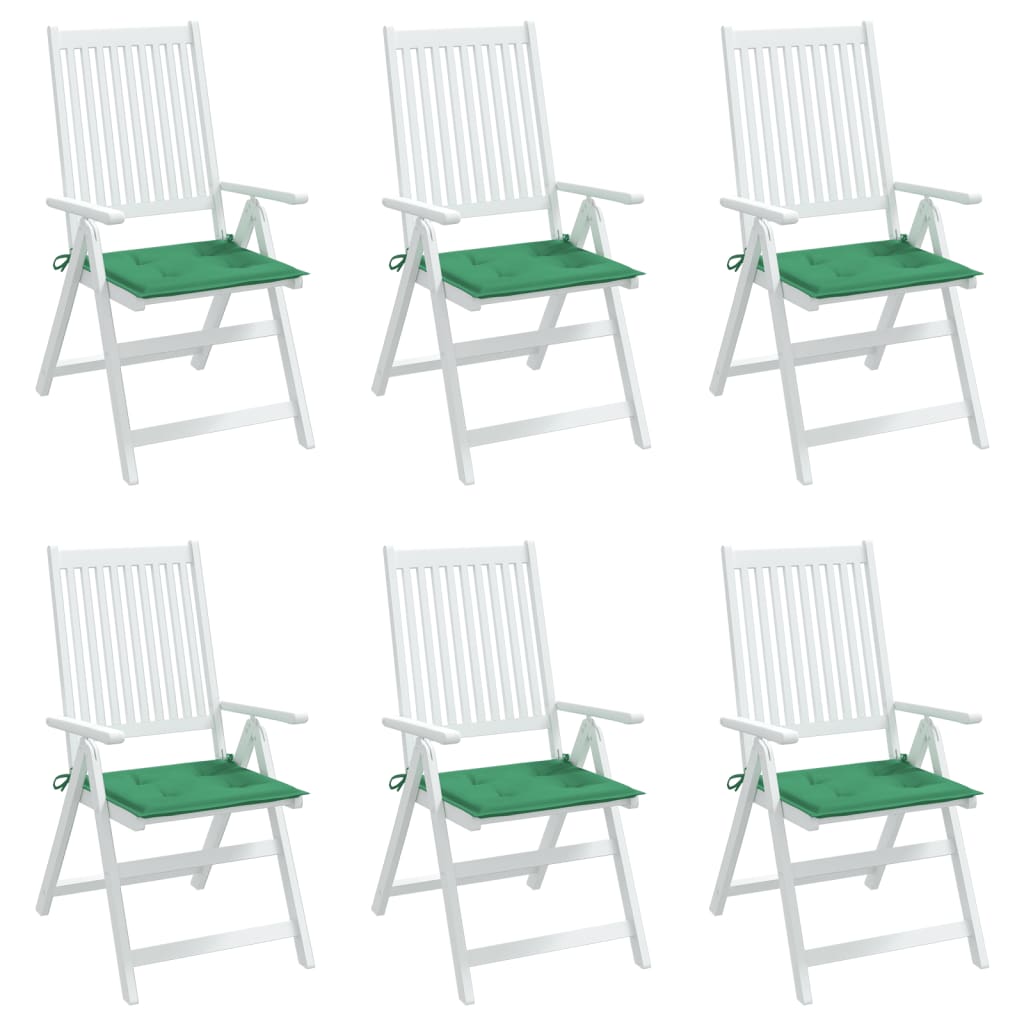 Coussins de chaise jardin lot de 6 vert 40x40x3 cm tissu oxford