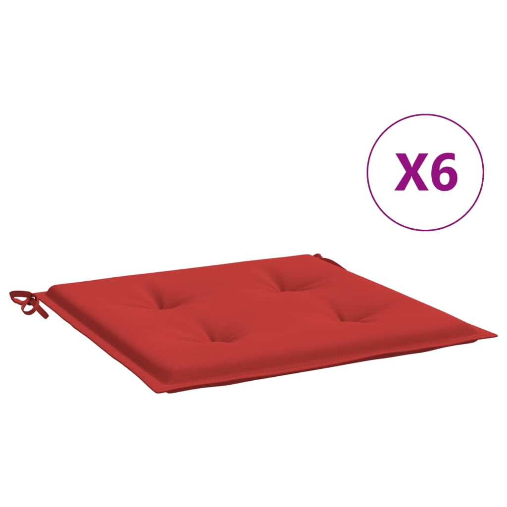 Coussins de chaise jardin lot de 6 rouge 40x40x3cm tissu oxford