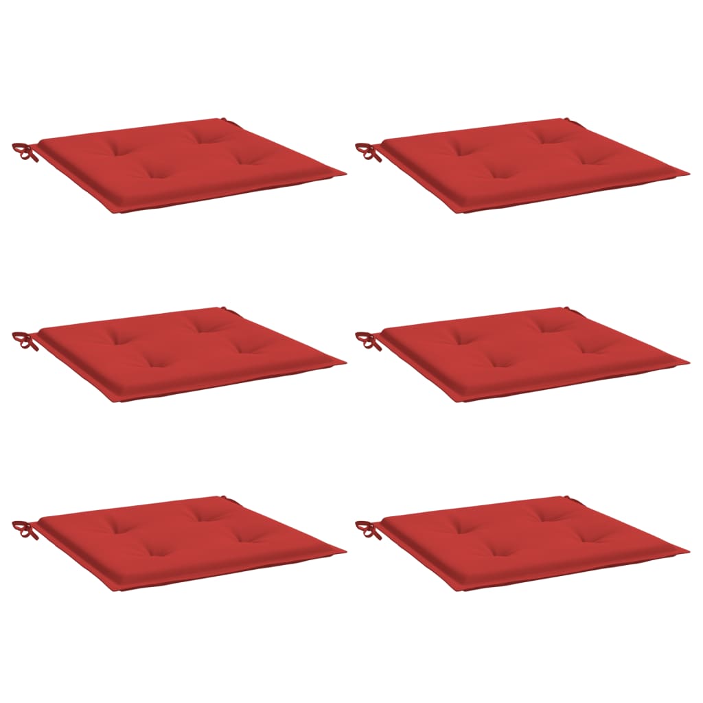 Coussins de chaise jardin lot de 6 rouge 40x40x3cm tissu oxford