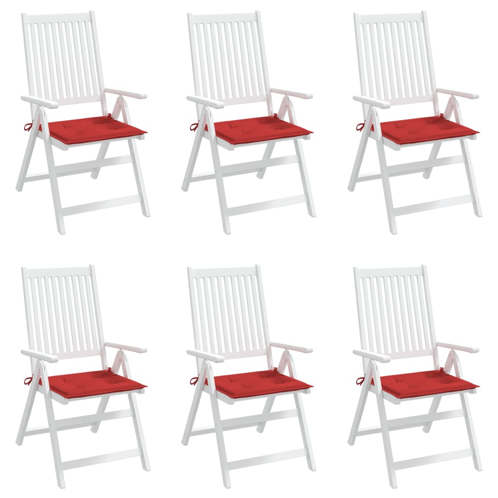 Coussins de chaise jardin lot de 6 rouge 40x40x3cm tissu oxford