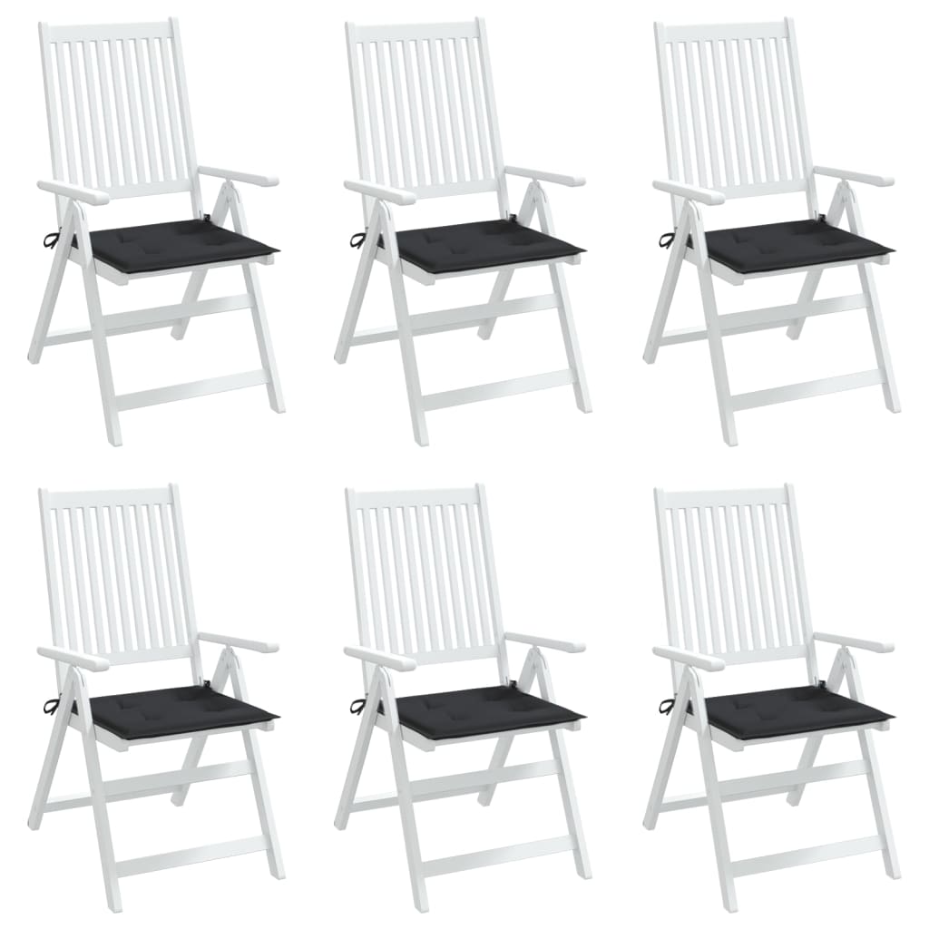 Coussins de chaise jardin lot de 6 noir 40x40x3 cm tissu oxford