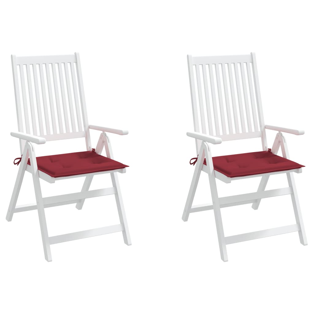 Coussins de chaise de jardin lot de 2 rouge bordeaux 40x40x3 cm