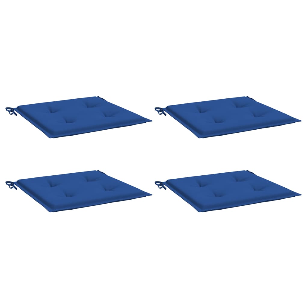 Coussins de chaise de jardin lot de 4 bleu royal 40x40x3 cm