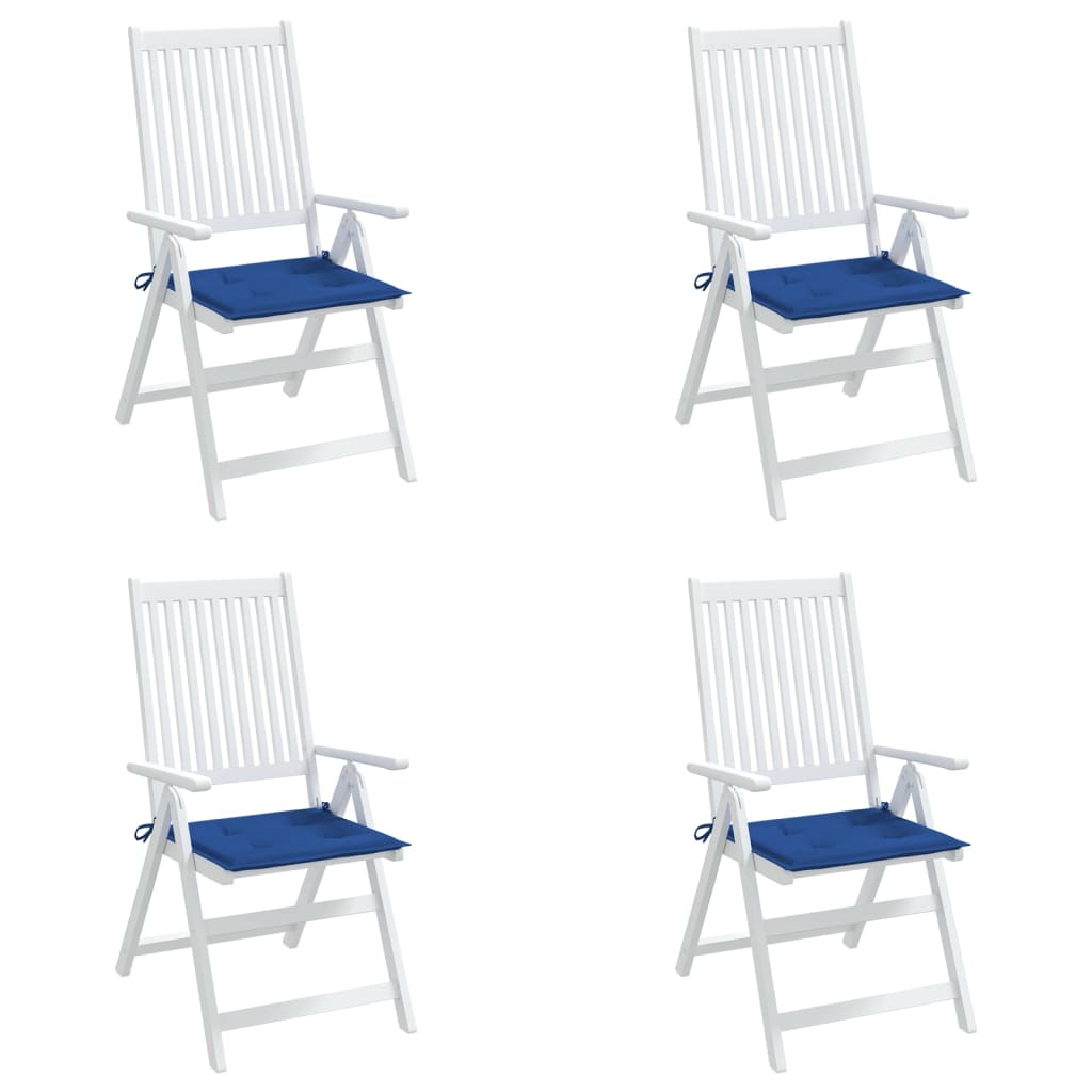 Coussins de chaise de jardin lot de 4 bleu royal 40x40x3 cm