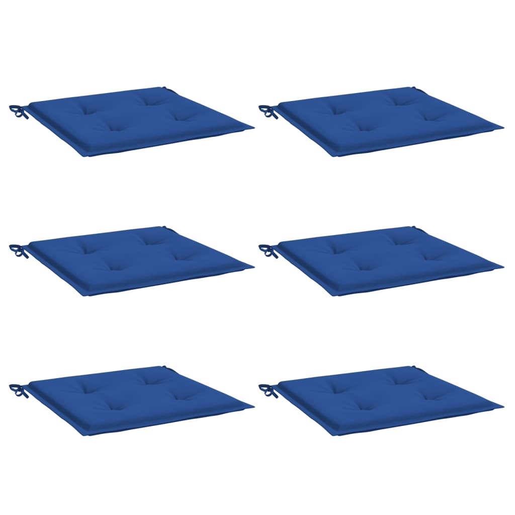 Coussins de chaise de jardin lot de 6 bleu royal 40x40x3 cm